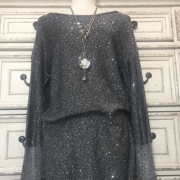 Silver Shimmer Sweater Dress - Picture 2 of 10